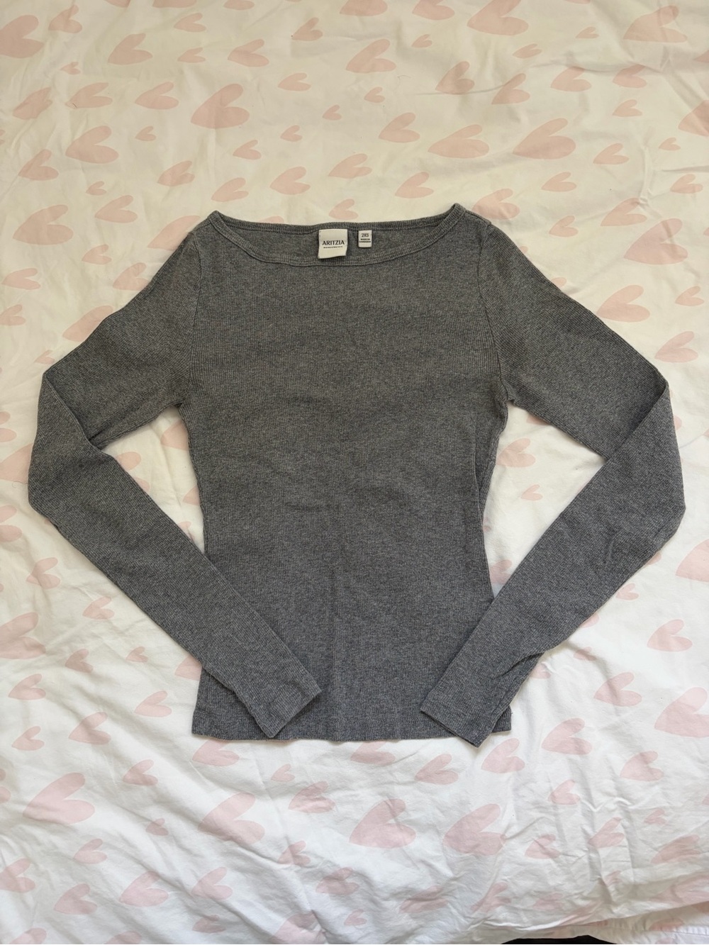 ARITZIA dark grey HomeStretch™ Rib Airwave Boatneck Longsleeve
